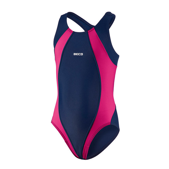 Badeanzug Kinder, marine/pink, Gr. 140