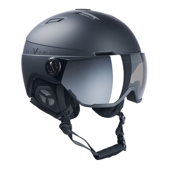 Black Crevice Skihelm CALGARY mit Visier, black mat/silver, S (51-54)