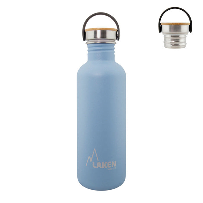 Basic Steel Bottle 1L ,Bamboo S/S Cap - Blue