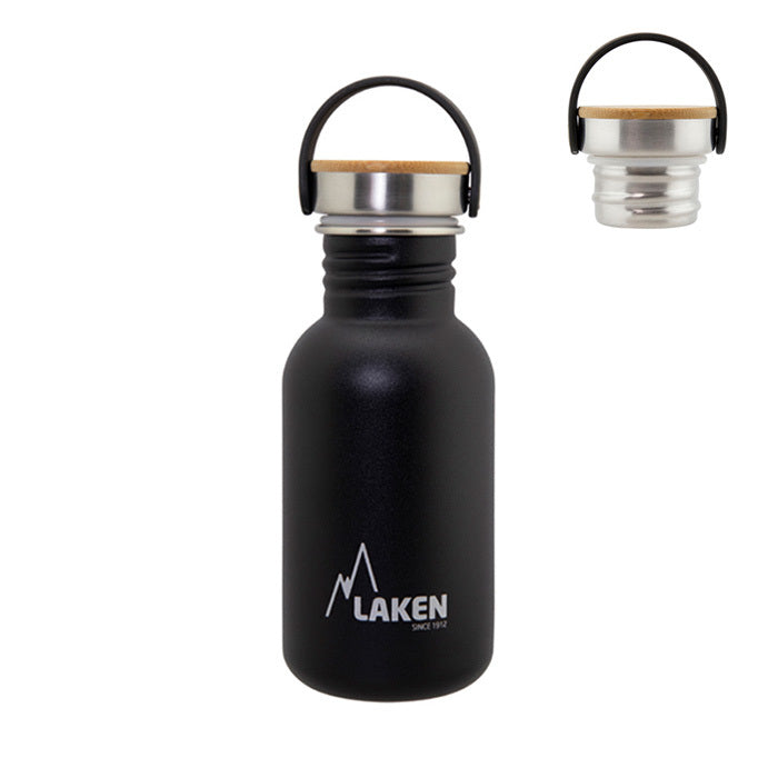 Basic Steel Bottle 500ml ,Bamboo S/S Cap - Black