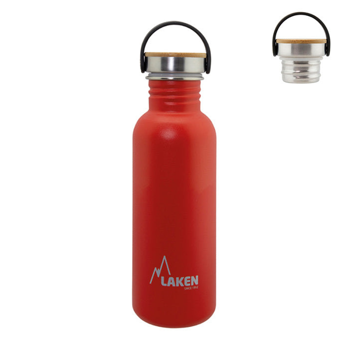 Basic Steel Bottle 750ml ,Bamboo S/S Cap - Red