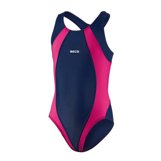 Badeanzug Kinder, marine/pink, Gr. 140