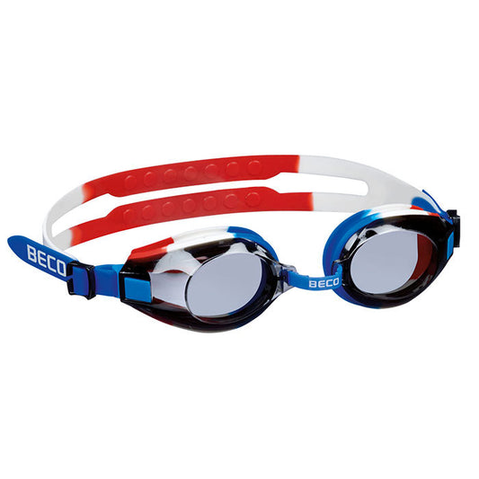Profischwimmbrille, "Arica", blau/weiß/rot