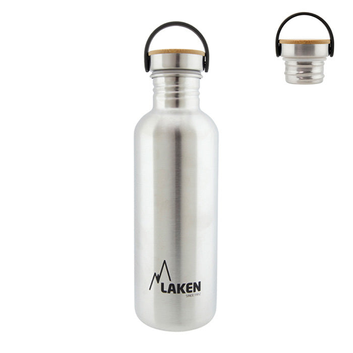 Basic Steel Bottle 1L ,Bamboo S/S Cap - Silver