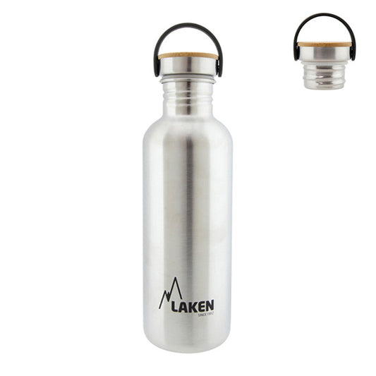 Basic Steel Bottle 1L ,Bamboo S/S Cap - Silver