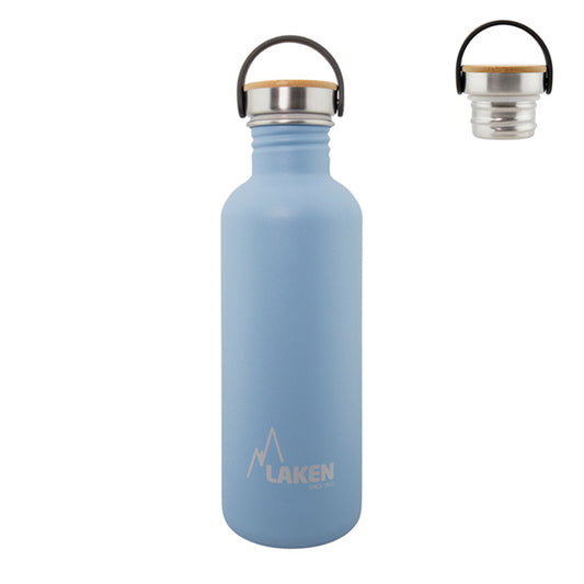 Basic Steel Bottle 1L ,Bamboo S/S Cap - Blue