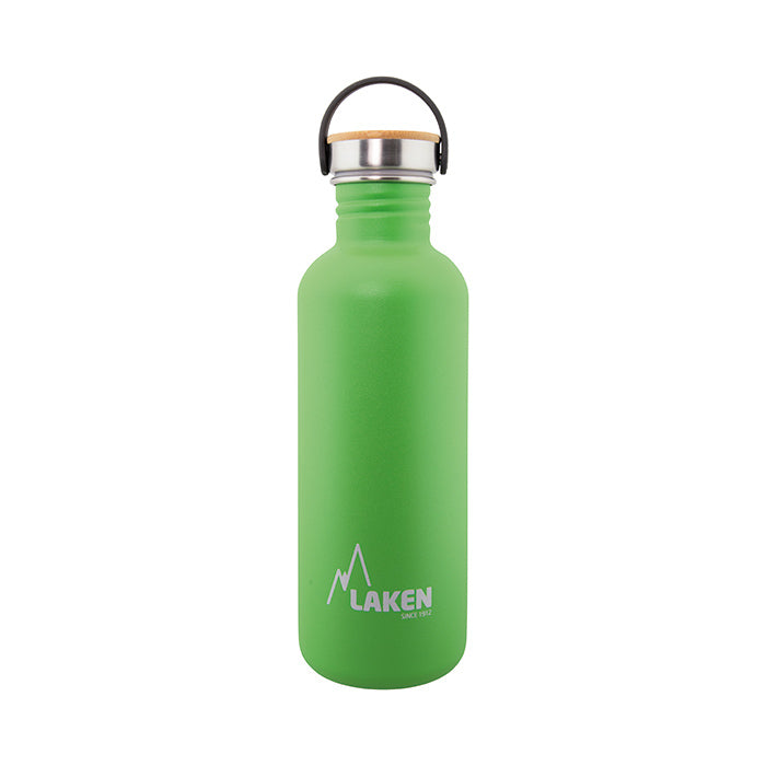 Basic Steel Bottle 1L ,Bamboo S/S Cap - Green