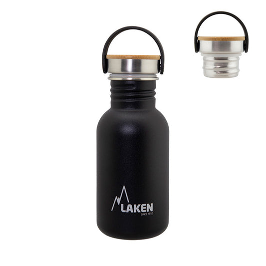 Basic Steel Bottle 500ml ,Bamboo S/S Cap - Black