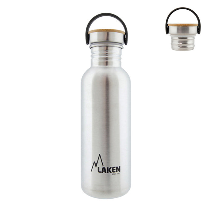 Basic Steel Bottle 750ml ,Bamboo S/S Cap - Silver