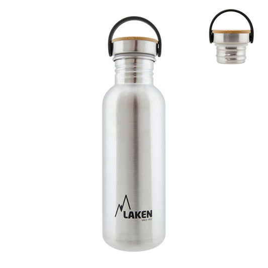 Basic Steel Bottle 750ml ,Bamboo S/S Cap - Silver