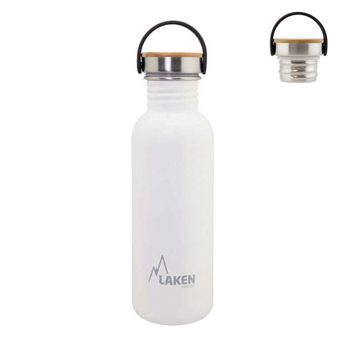 Basic Steel Bottle 750ml ,Bamboo S/S Cap - White
