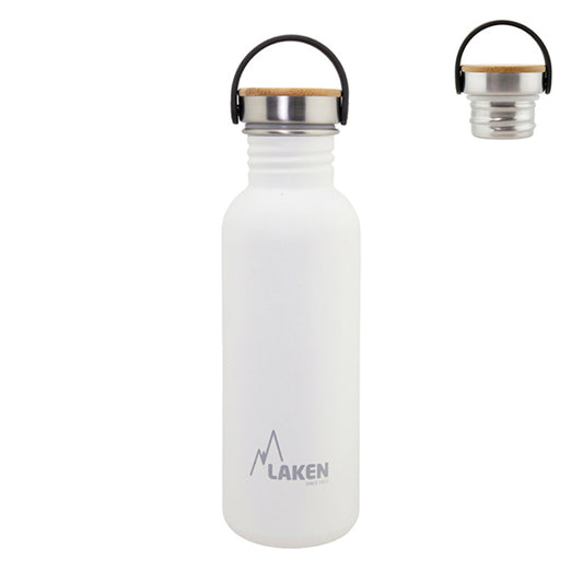 Basic Steel Bottle 750ml ,Bamboo S/S Cap - White