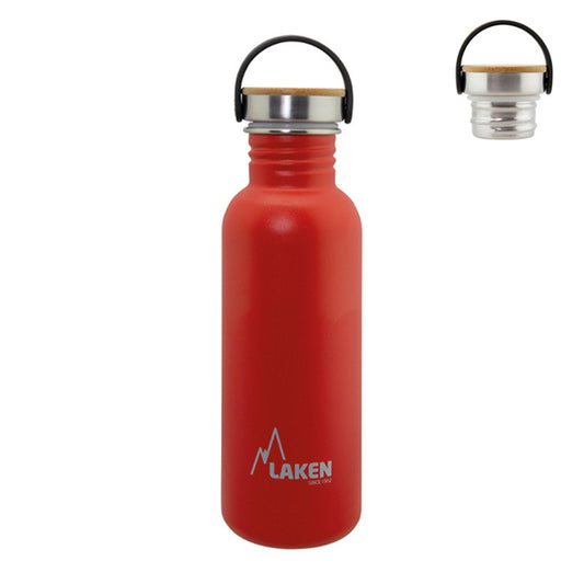 Basic Steel Bottle 750ml ,Bamboo S/S Cap - Red
