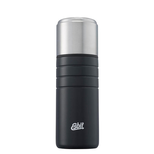 MAJORIS Edelstahl Isolierflasche mit doppelwandigem Edelstahl-Becher, 0.75L, Schwarz